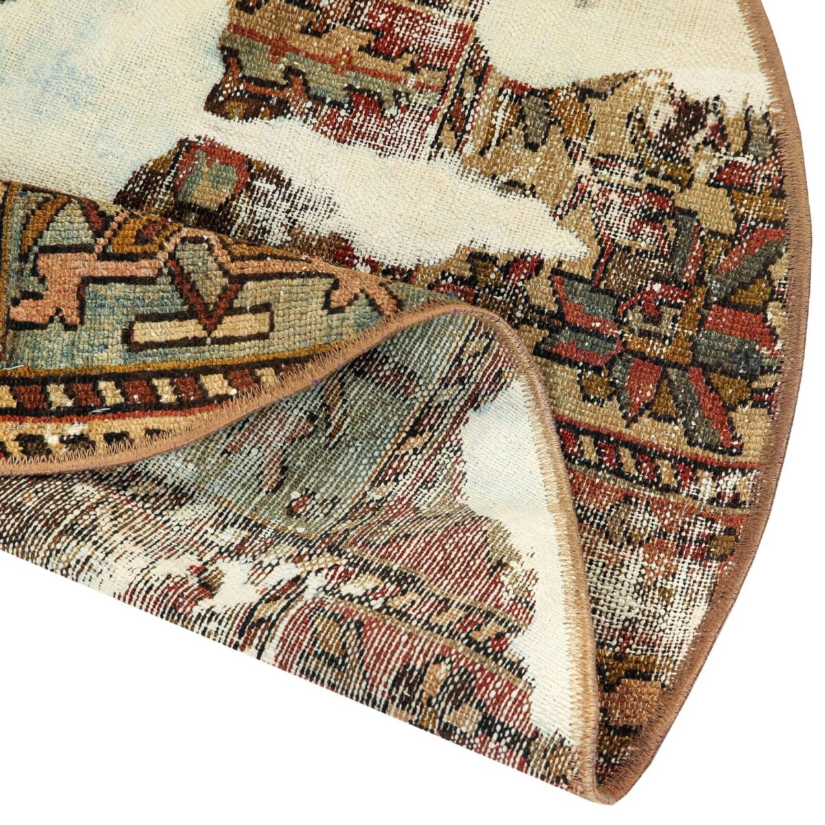 alfombra-moderna-desgastada-persa-marrón-redonda-textura