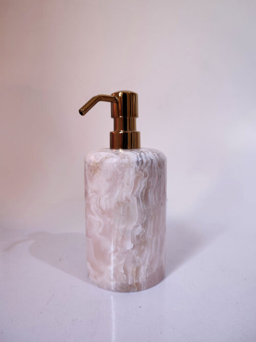 dispensador-jabón-mármol-ónix-lujo-baño-rosa
