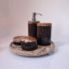 jabonera-mármol-luja-baño-marrón-negro-juego