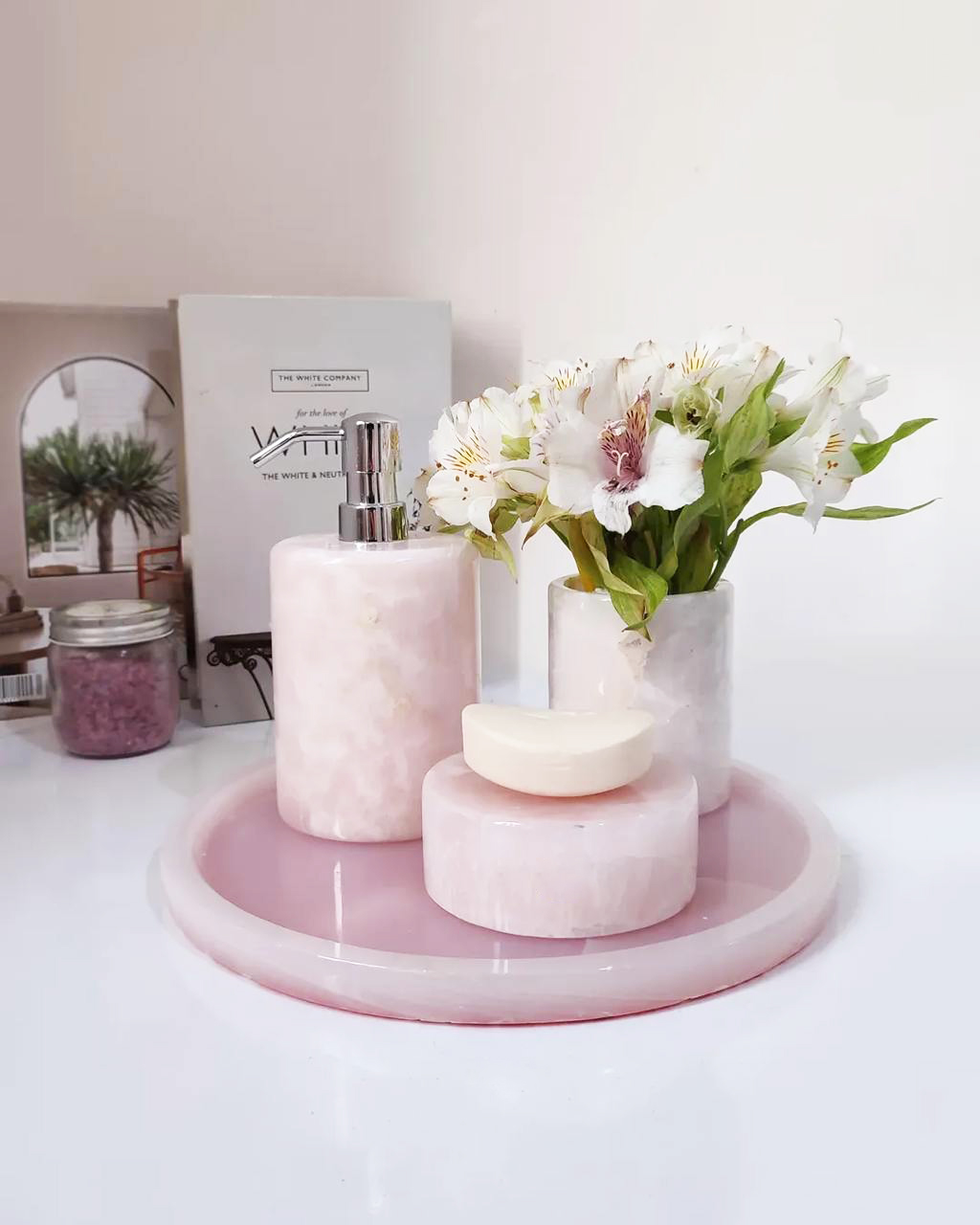Plato Decorativo de Mármol Ónix Rosa