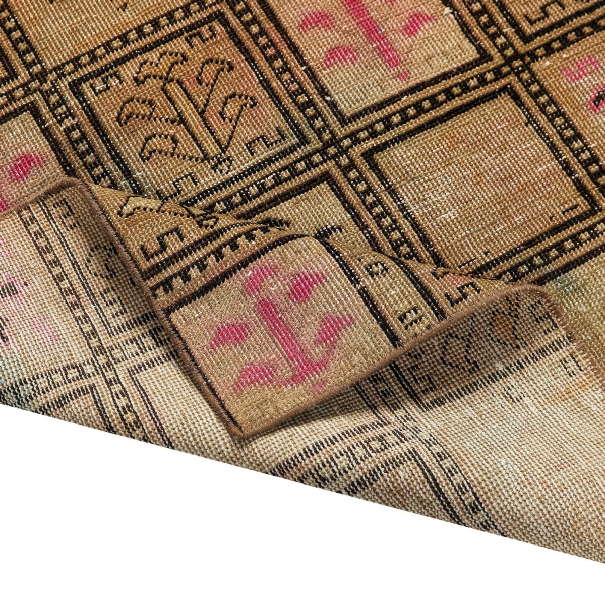 Cuadrícula Tribal - Alfombra Desgastada Crema