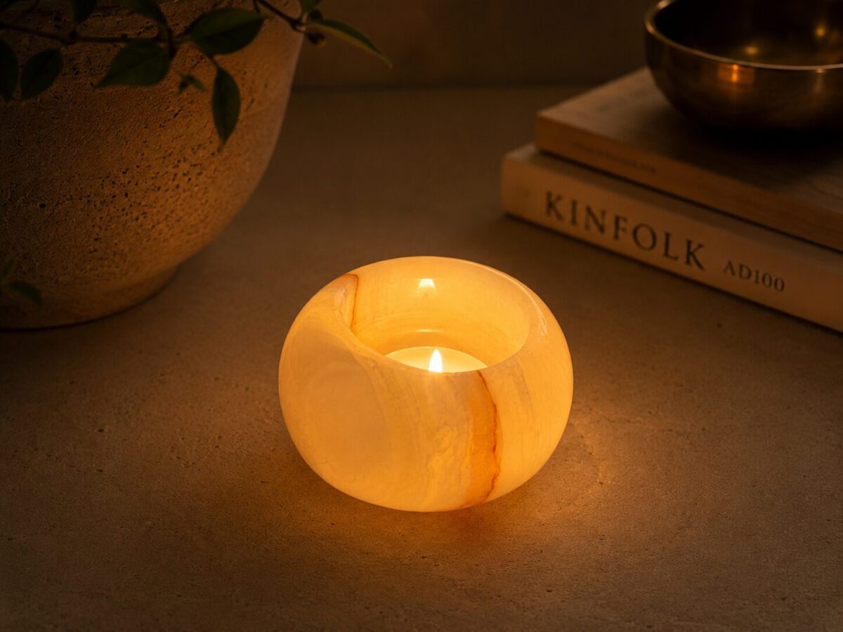candelholder lit creme Portavela de Ámbar-Dorada