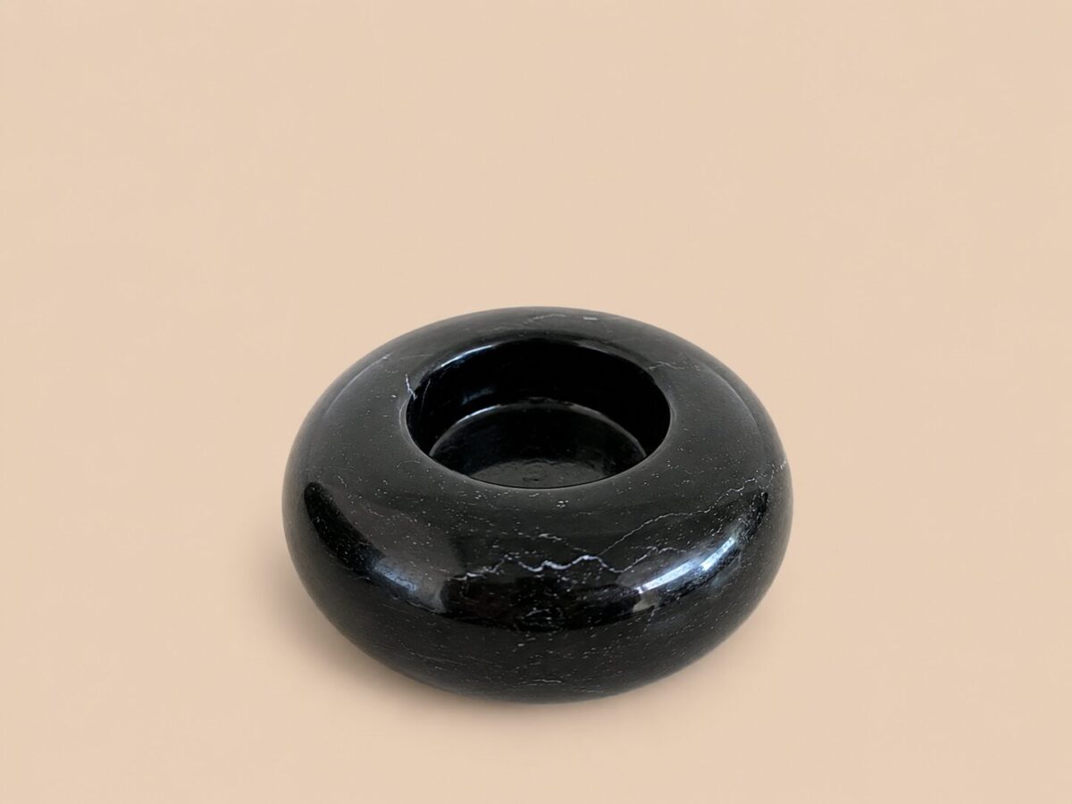 portavelanegro circular Portavela de Mármol Negro Simple