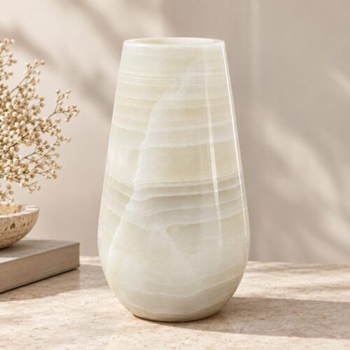 Jarrón de Ónix Natural Marfil | Decoración Elegante